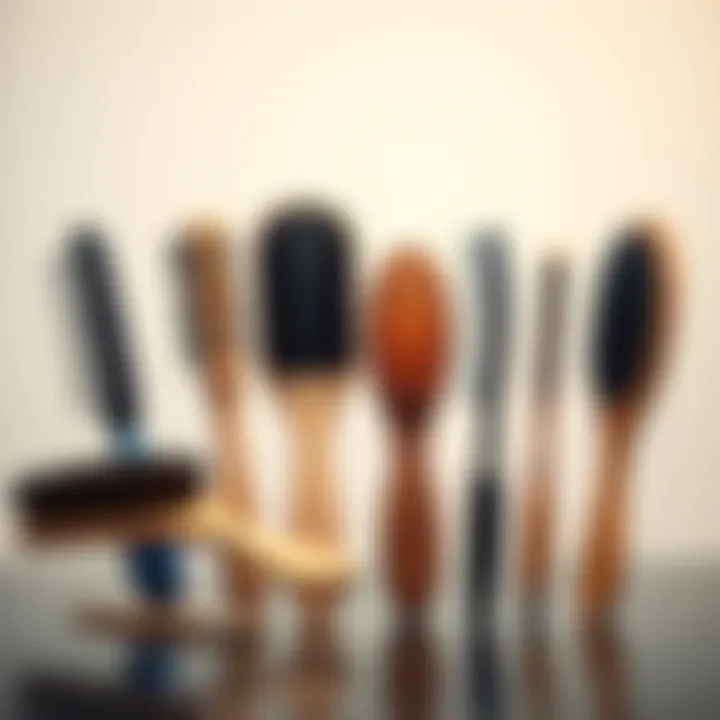 Illustration of various scalp brushes showcasing different designs and materials