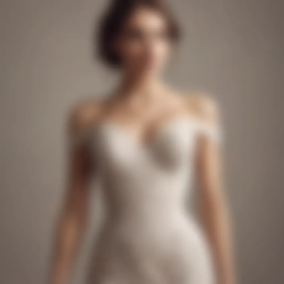 Elegant lace bustier dress showcased against a soft backdrop