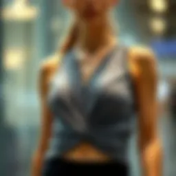 Elegant twist front active top showcasing unique design elements