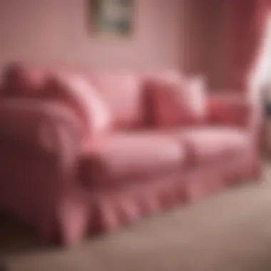 Customized pink sofa slipcover with unique patterns