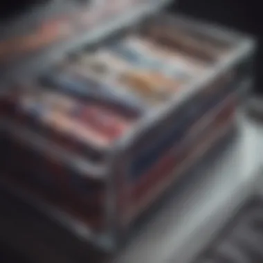 A small clear storage box displaying vibrant textiles, emphasizing preservation