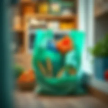 Convenient storage of foldable bags in a kitchen