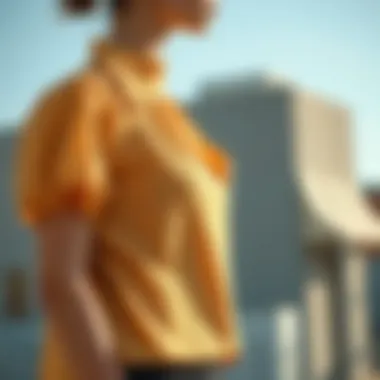 An elegant short sleeve blouse made from sustainable fabric, highlighting eco-conscious choices.