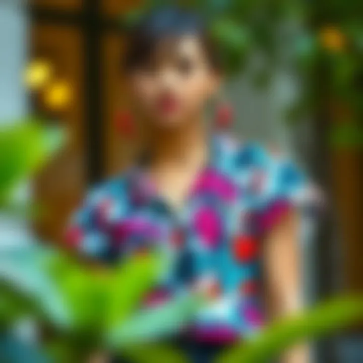 A stylish short sleeve blouse in a vibrant print, showcasing the latest trends in fashion.