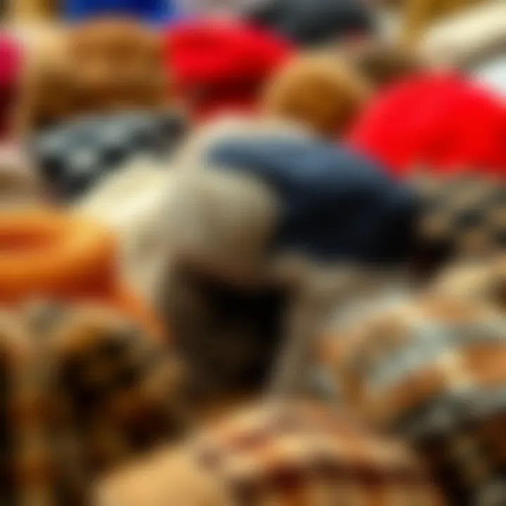 An array of wool trapper hats in various colors and designs.