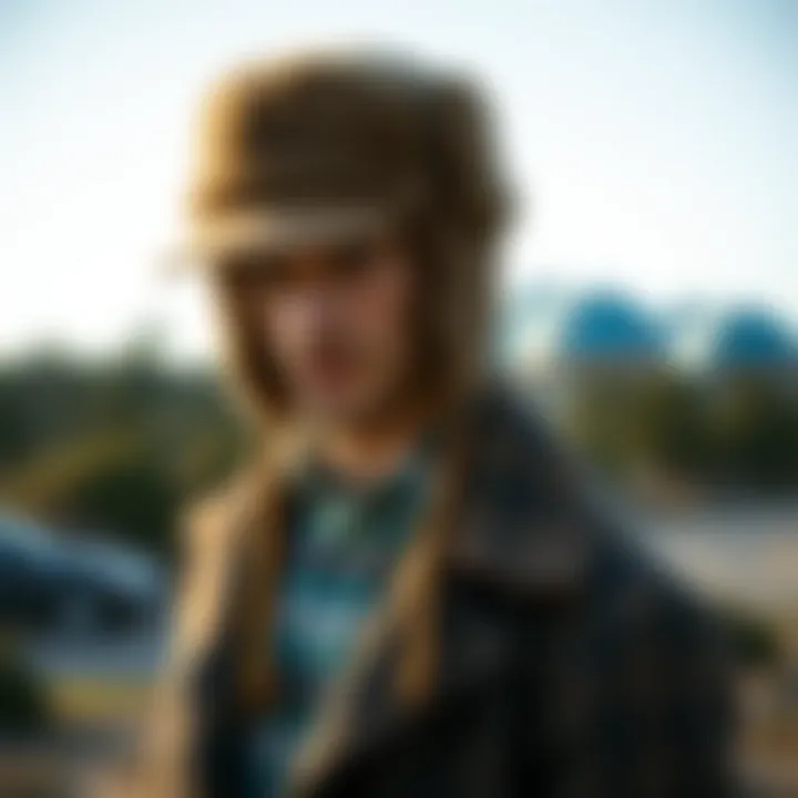 A styled outfit featuring a wool trapper hat in an outdoor setting.