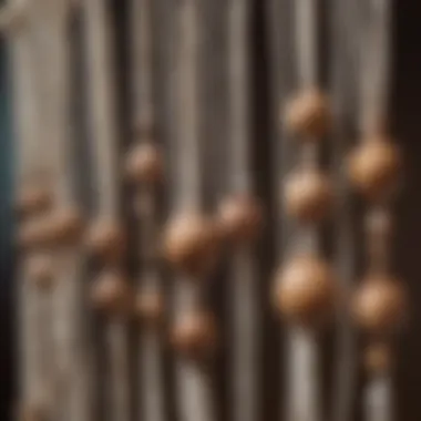 Close-up of wooden beads integrated into a macrame design