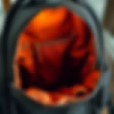 Functionality of Faux Leather Backpack Interiors Detailed interior of a faux leather laptop backpack highlighting functionality