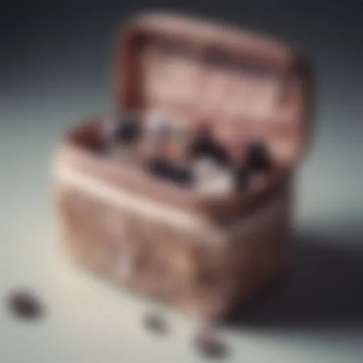 Elegant foldable travel makeup bag showcasing intricate design elements