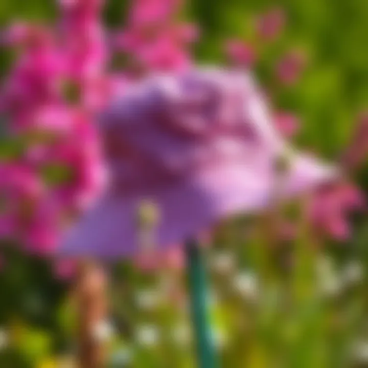 A stylish lightweight bucket hat displayed against a vibrant outdoor backdrop