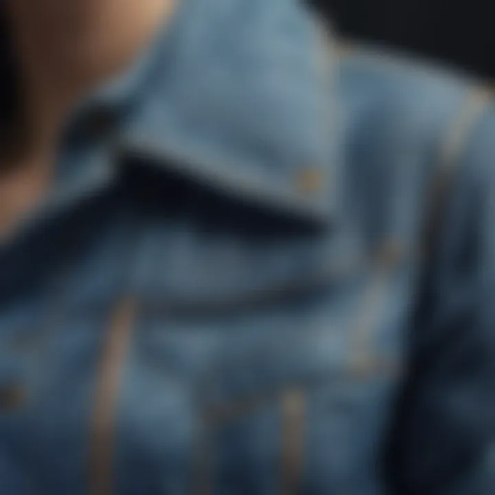 Close-up of fabric qualities and textures in long denim jackets