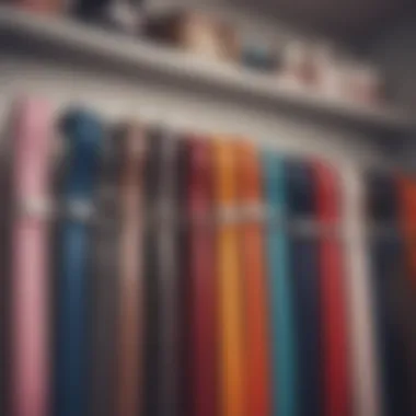 Belt rack with belts in vibrant colors enhancing closet aesthetics