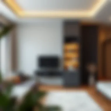 Elegant narrow space saver cabinet in a modern living room