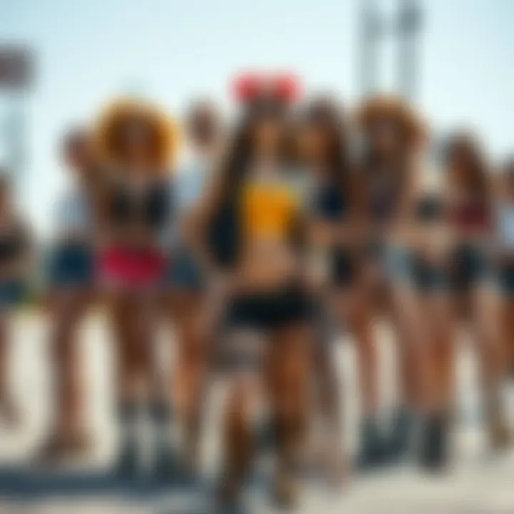 Diverse Fashion in Punk Shorts A group of diverse individuals wearing punk shorts, expressing their unique styles and identities.