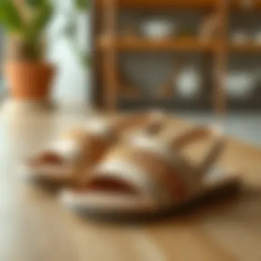 Slingback slides displayed with eco-friendly materials