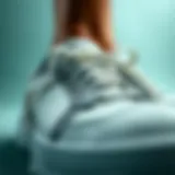 Close-up view of soft sole tennis shoe material