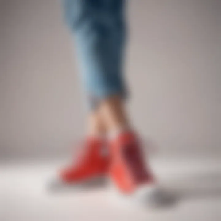 A stylish outfit featuring dual colored shoelaces