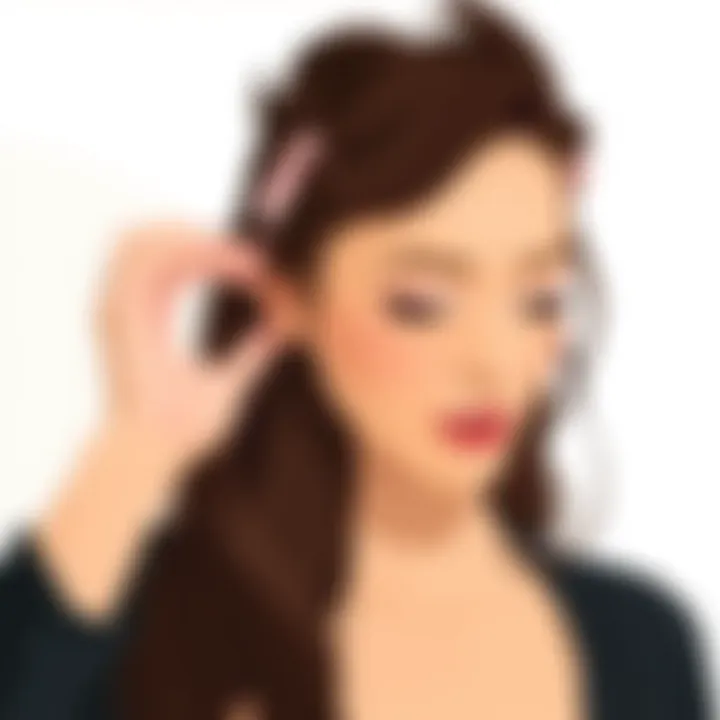 Illustration of a person demonstrating how to use a hair curling headband effectively.