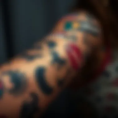 Close-up of diverse cultural symbols in temporary tattoos