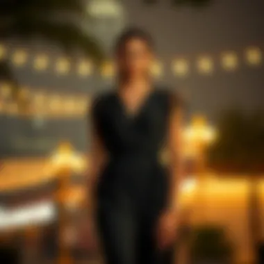 Stylish jumpsuit paired with accessories for an evening look