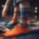 Close-up of vibrant custom socks showcasing a photograph