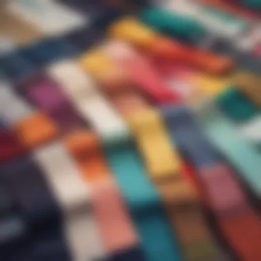 Colorful array of fabric swatches used for custom sock production