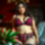 Elegant plus size plaid lingerie set