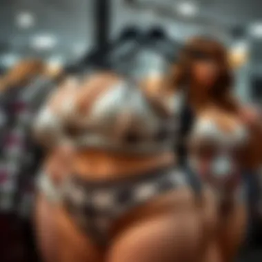Stylish display of plus size lingerie with plaid patterns