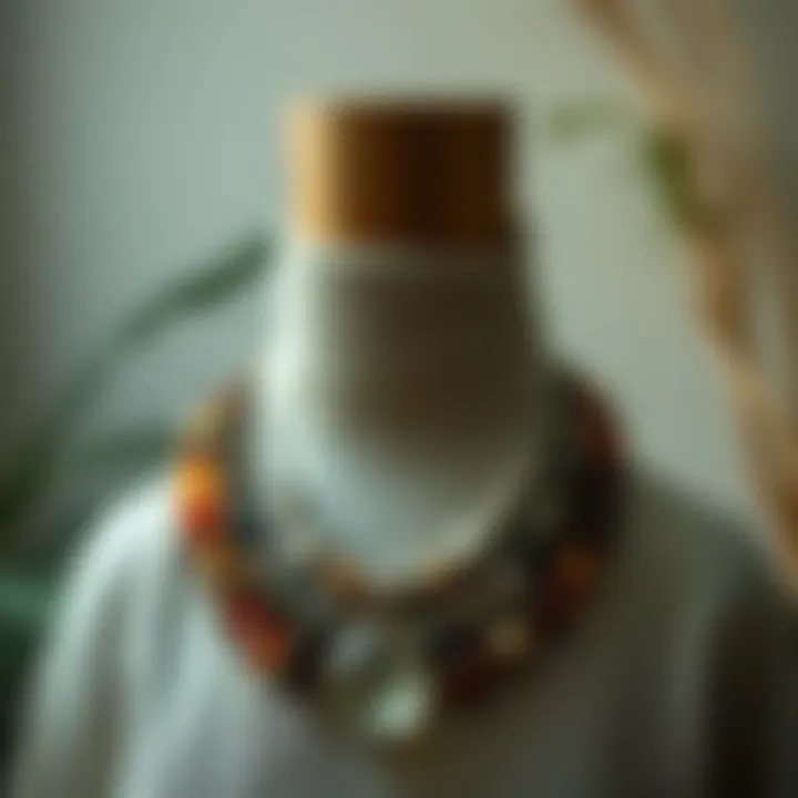 Showcasing sustainable materials used in necklace crafting