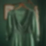 Luxurious green nightgown displayed elegantly on a vintage hanger