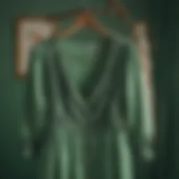 Luxurious green nightgown displayed elegantly on a vintage hanger