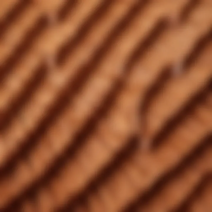 Close-up of a peach wood comb showcasing its natural grain