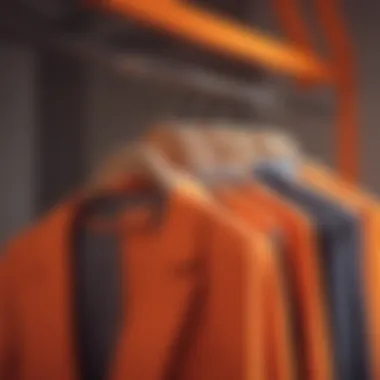 Stylish Garments on Orange Hangers Vibrant orange hangers showcasing stylish garments