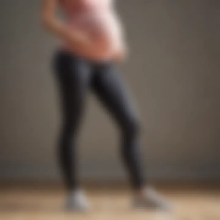 Expectant mother wearing leggings