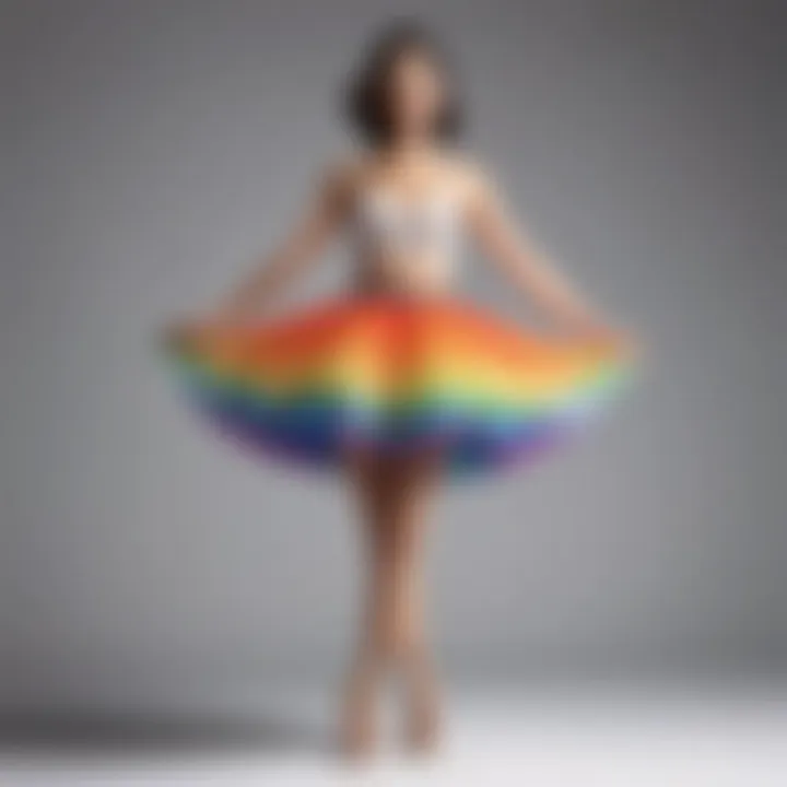 Fashionable rainbow tutu skirt paired with trendy accessories, illustrating its versatility in modern outfits.