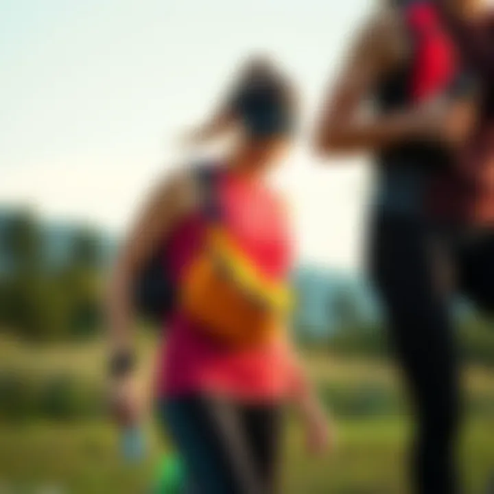 Fanny Bag in Active Lifestyle A sporty individual wearing a fanny bag while engaging in outdoor activities