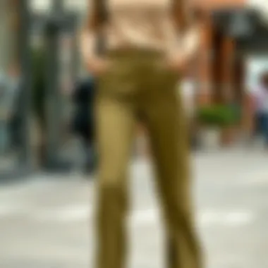 Casual Styling with Olive Green Pants Olive green straight leg pants styled with a casual top