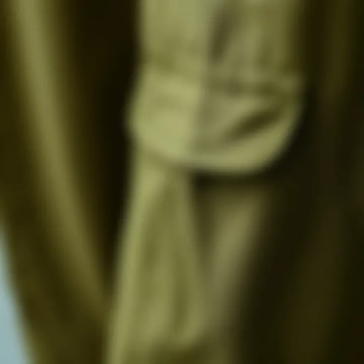 Fabric Texture of Olive Green Pants Close-up of olive green fabric texture