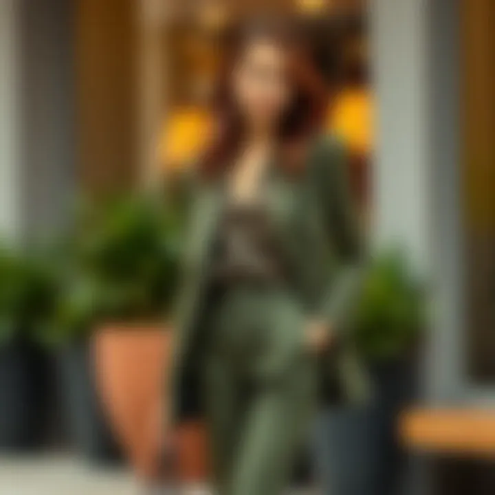 Formal Look with Olive Green Pants Olive green straight leg pants paired with a blazer for a formal look