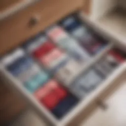 Stylish drawer filled with organized underwear