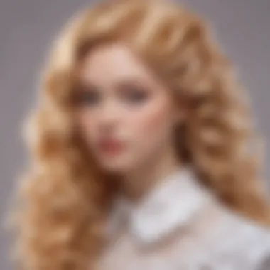 Intricate Curl Details of a Lolita Wig Close-up of a beautifully styled Lolita wig featuring intricate curls